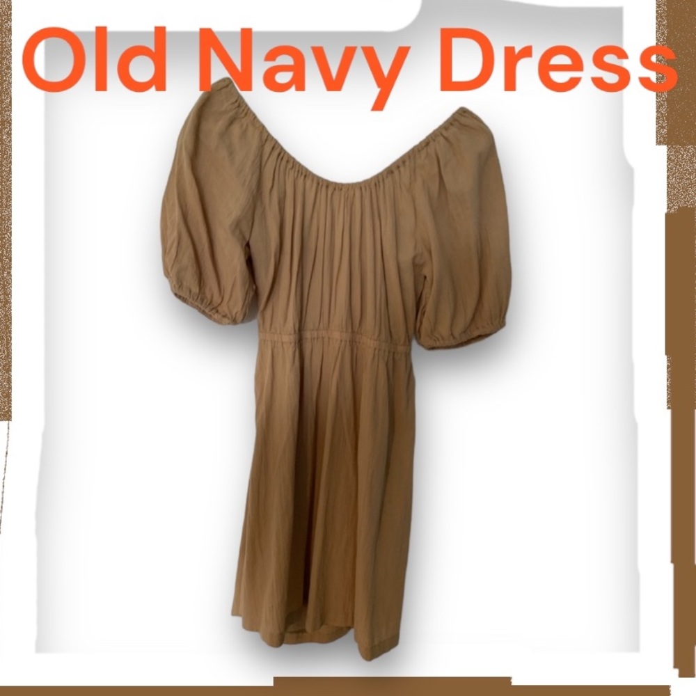 NWT Tan Waist Defined Puff Sleeves w/ Tie Back- Small